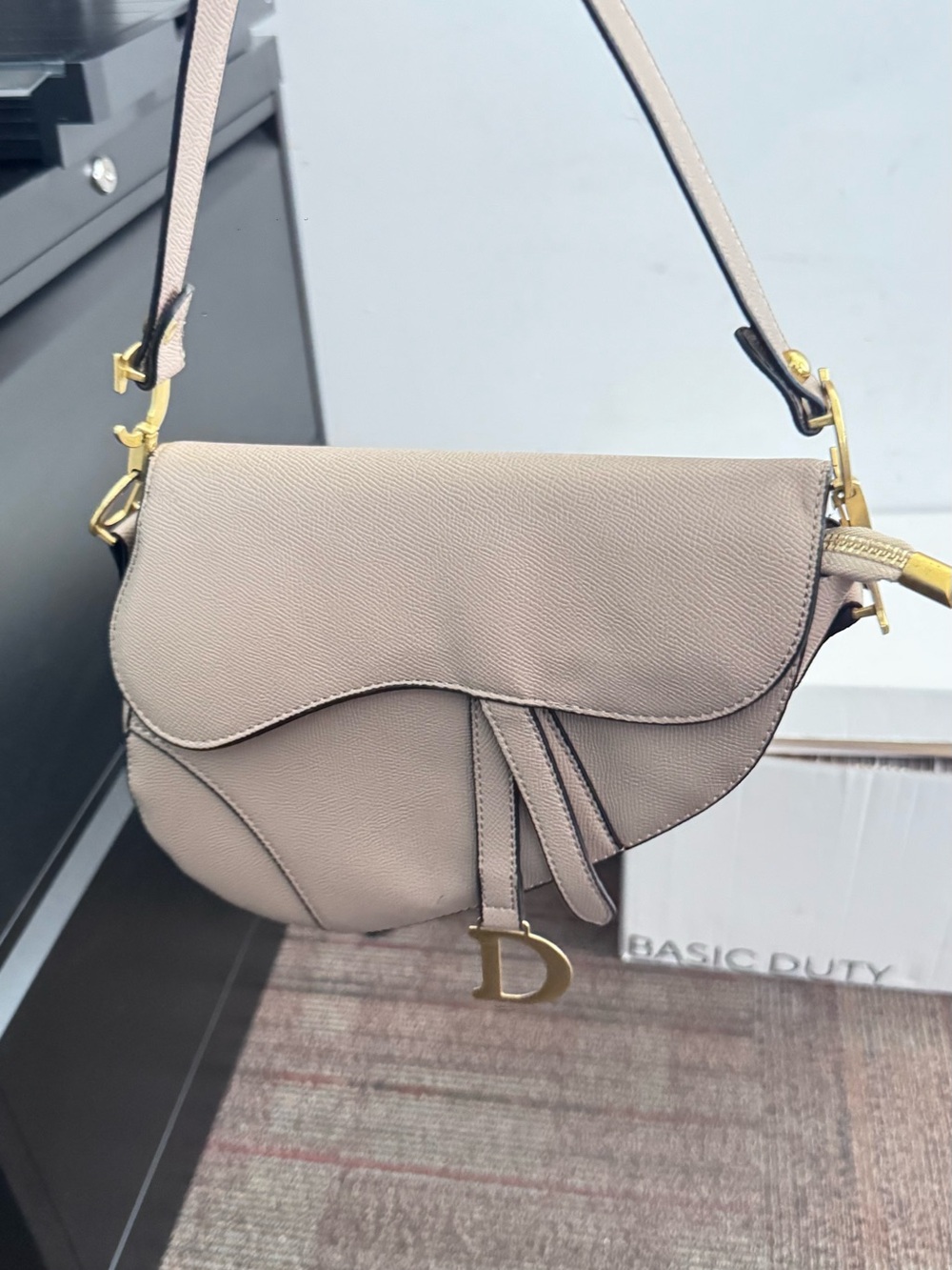 *NWOT* Dior Taupe Saddle Shoulder Bag with matching Logo Strap - Picture 3 of 11